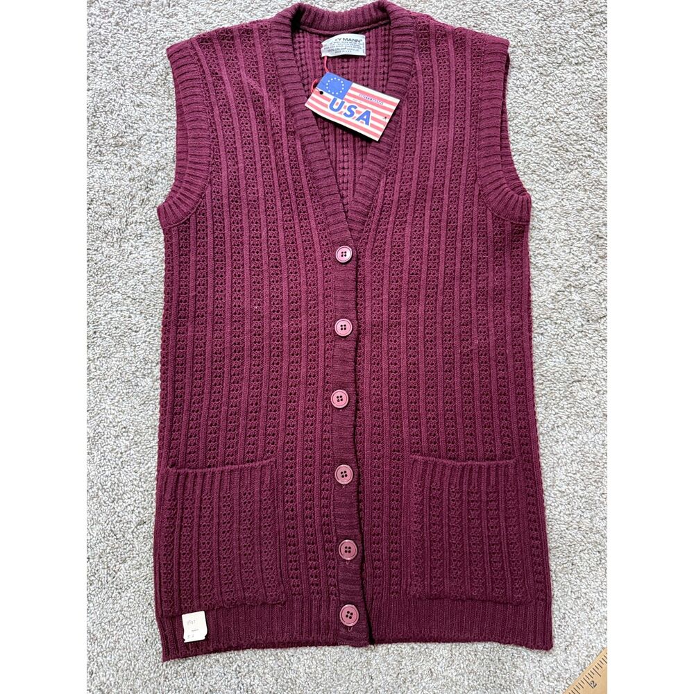 Vintage 1960s Dotty Mann Burgundy Sweater Vest NOS NWT USA 121